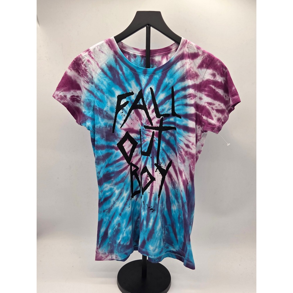 Fall Out Boy Tie Dye Graphic T-Shirt Blue Purple 2018 Size L 100% Cotton